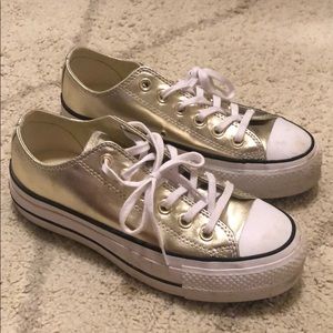 Size 7 gold converse platform shoe... worn once